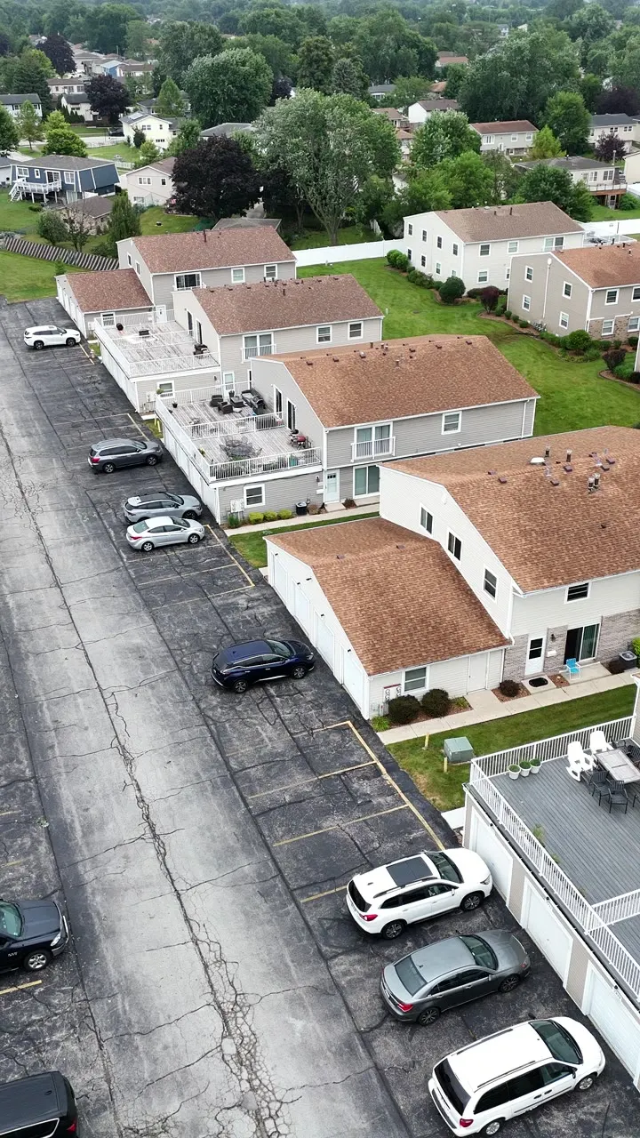 Aerial view of a Tinley Park multifamily community from Building Energy Experts field footage